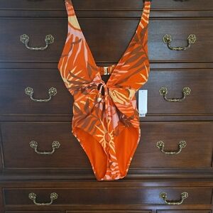 NWT Sanctuary Orange Tropical One Piece
